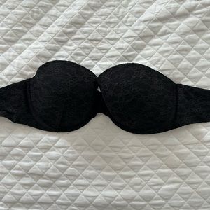 Black Victorias Secret Strapless Lace Bra